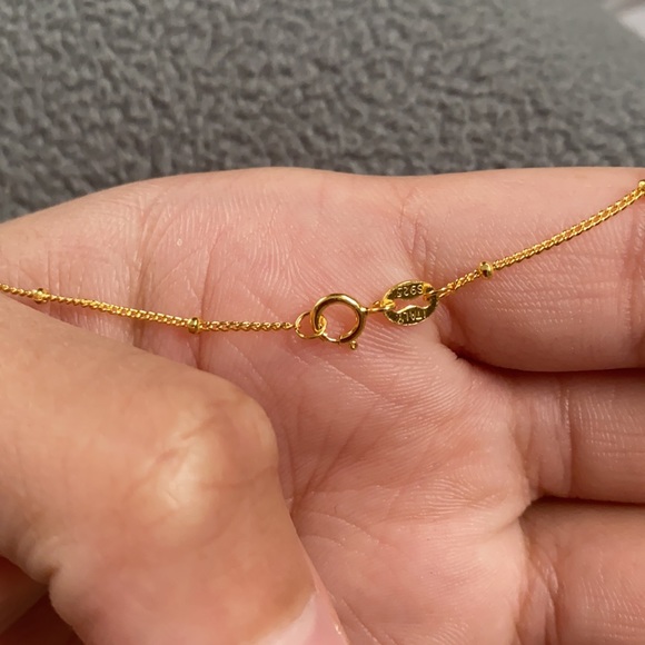 šSterling Silver Gold Beaded Necklaceš - Picture 5 of 5